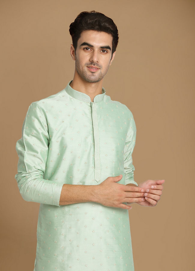 Pastel Green Embroidered Kurta Set image number 0